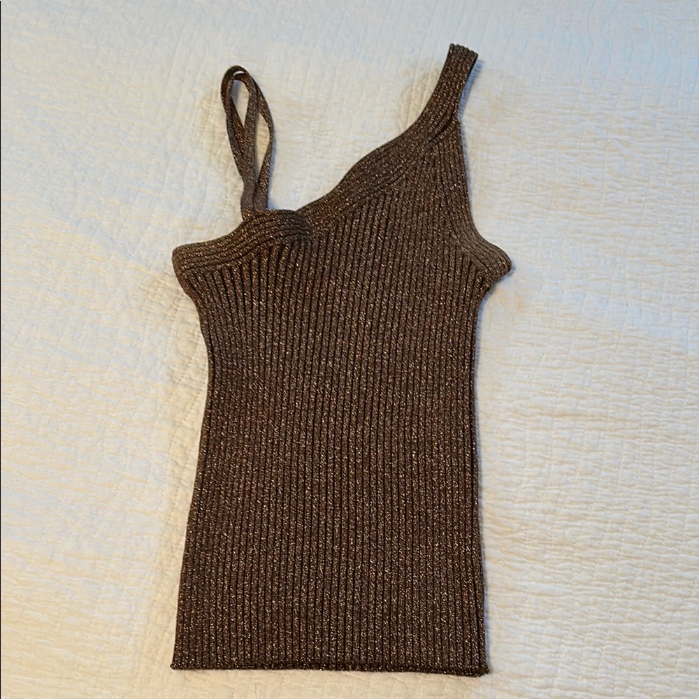 Cache - Ribbed One-Shoulder Top - size medium